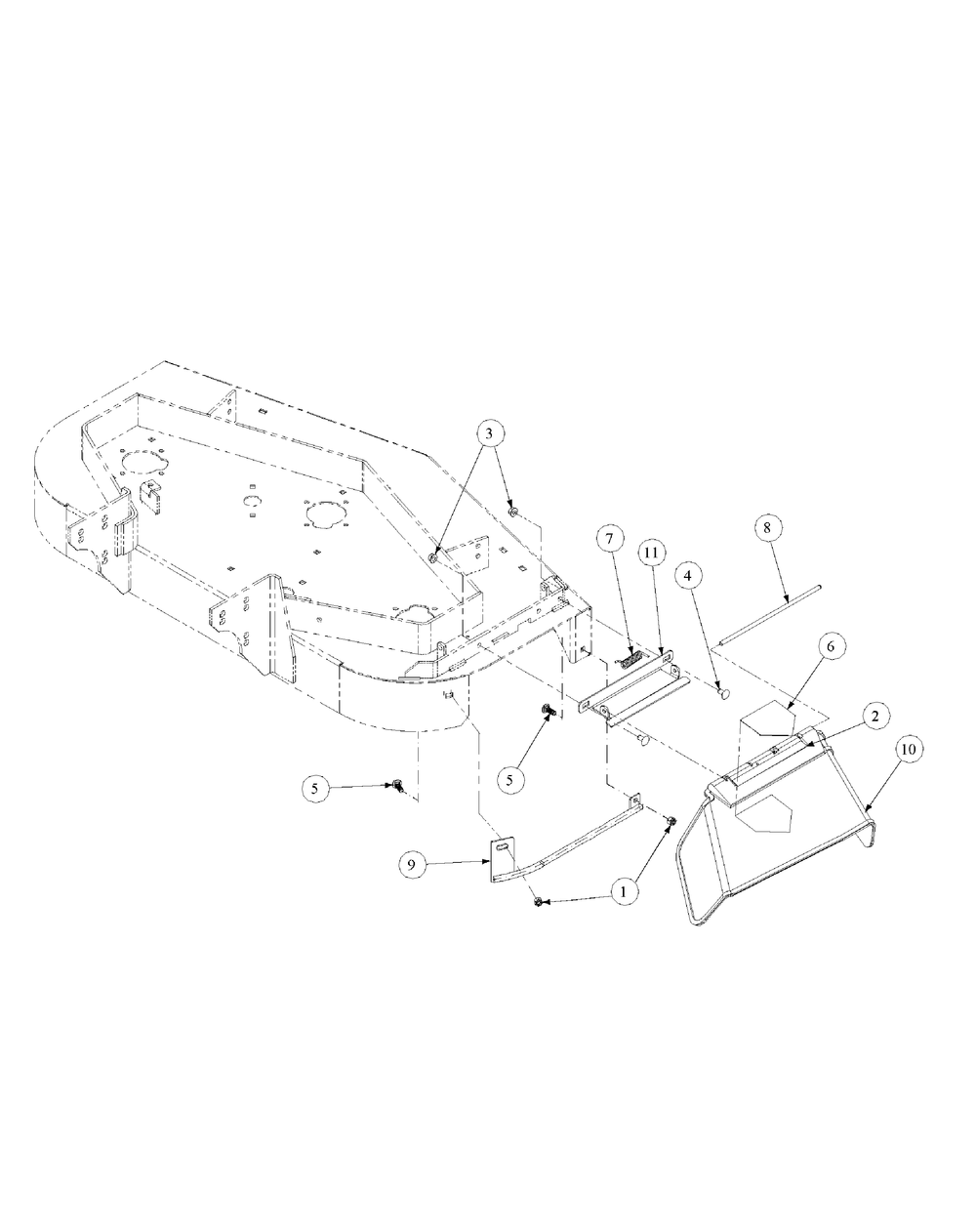 Chute Assembly Diagram and Parts List for H1748 55AE3D4S750-WAM Cub Cadet Lawn Mower